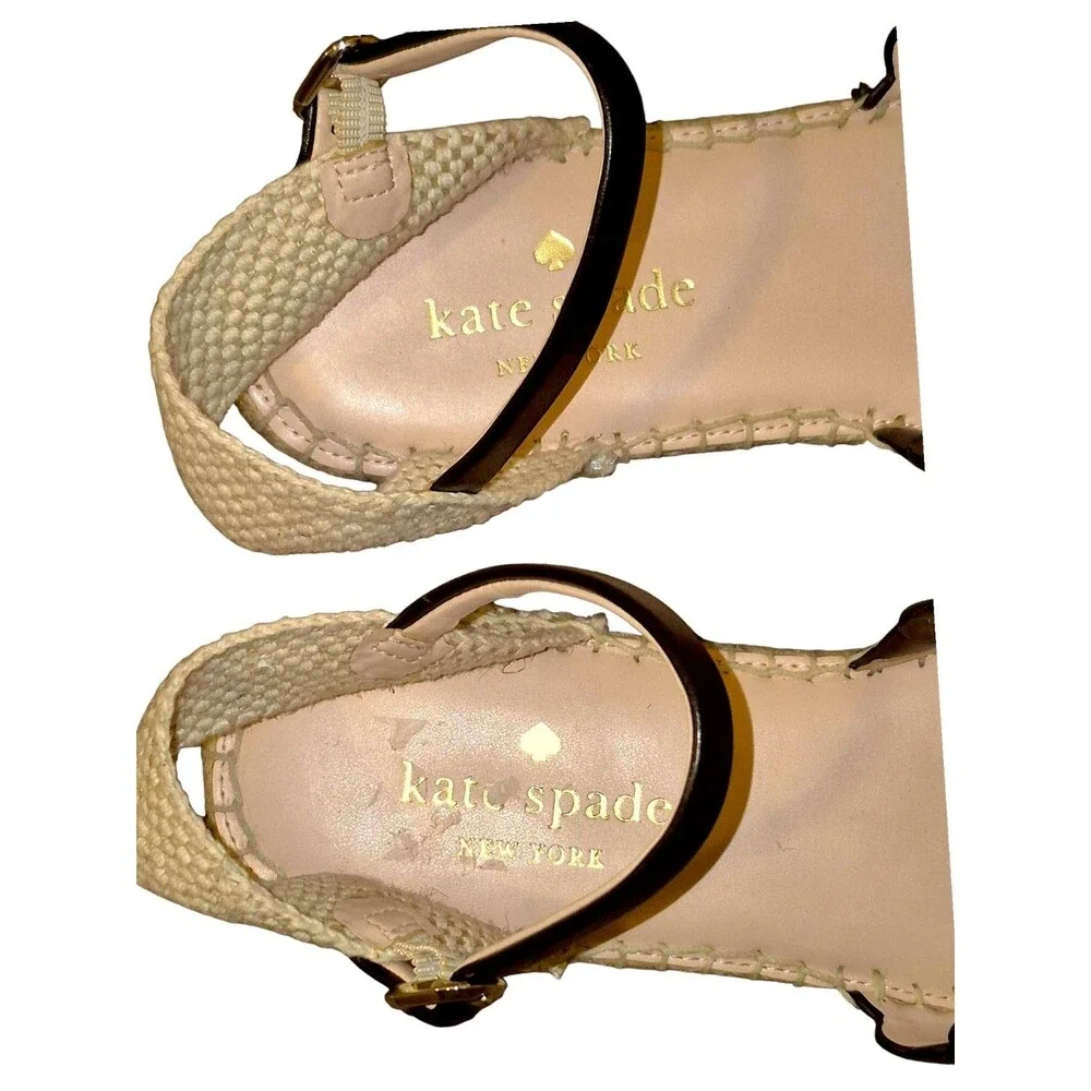 Kate Spade Black/White Plaid Bonnie Preppy Strappy Sandals Size 7.5 Leather Trim